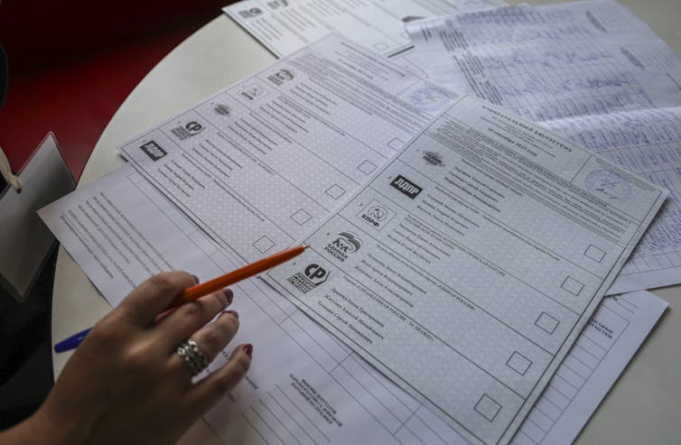 A Ukrainian ballot paper.