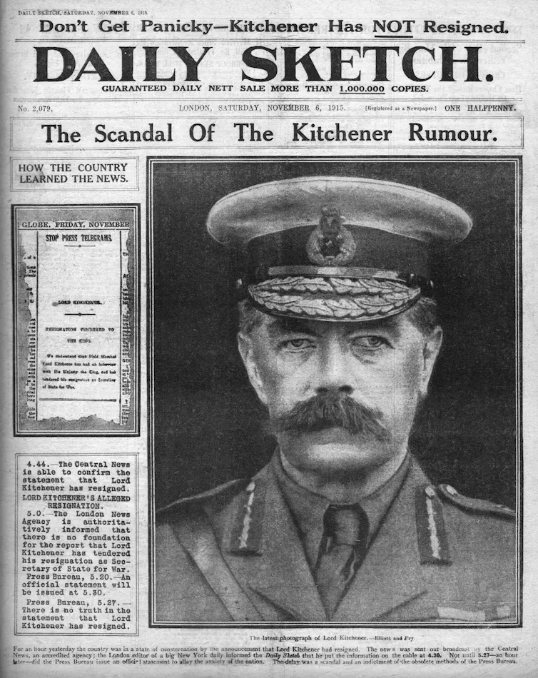 Newspaper front page from 1915.