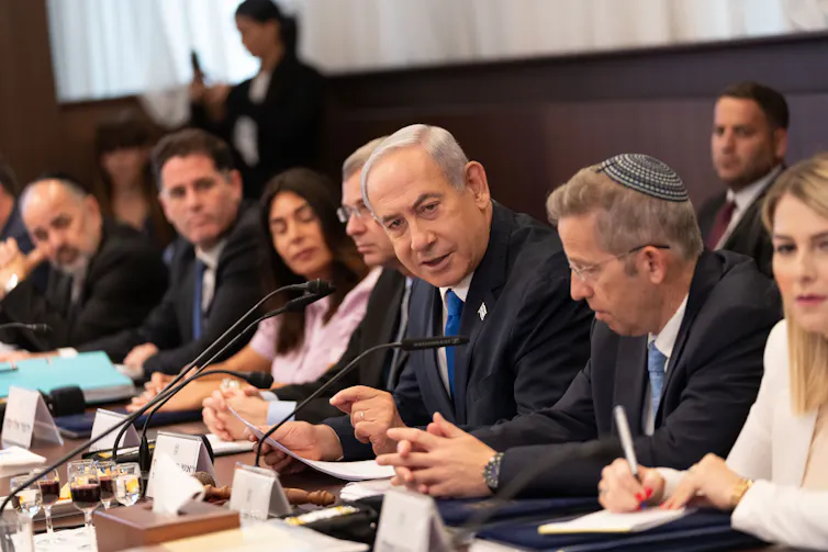 Israeli prime minister Benjamin Netanyahu chairs a cabinet meeting, September 10 2023.