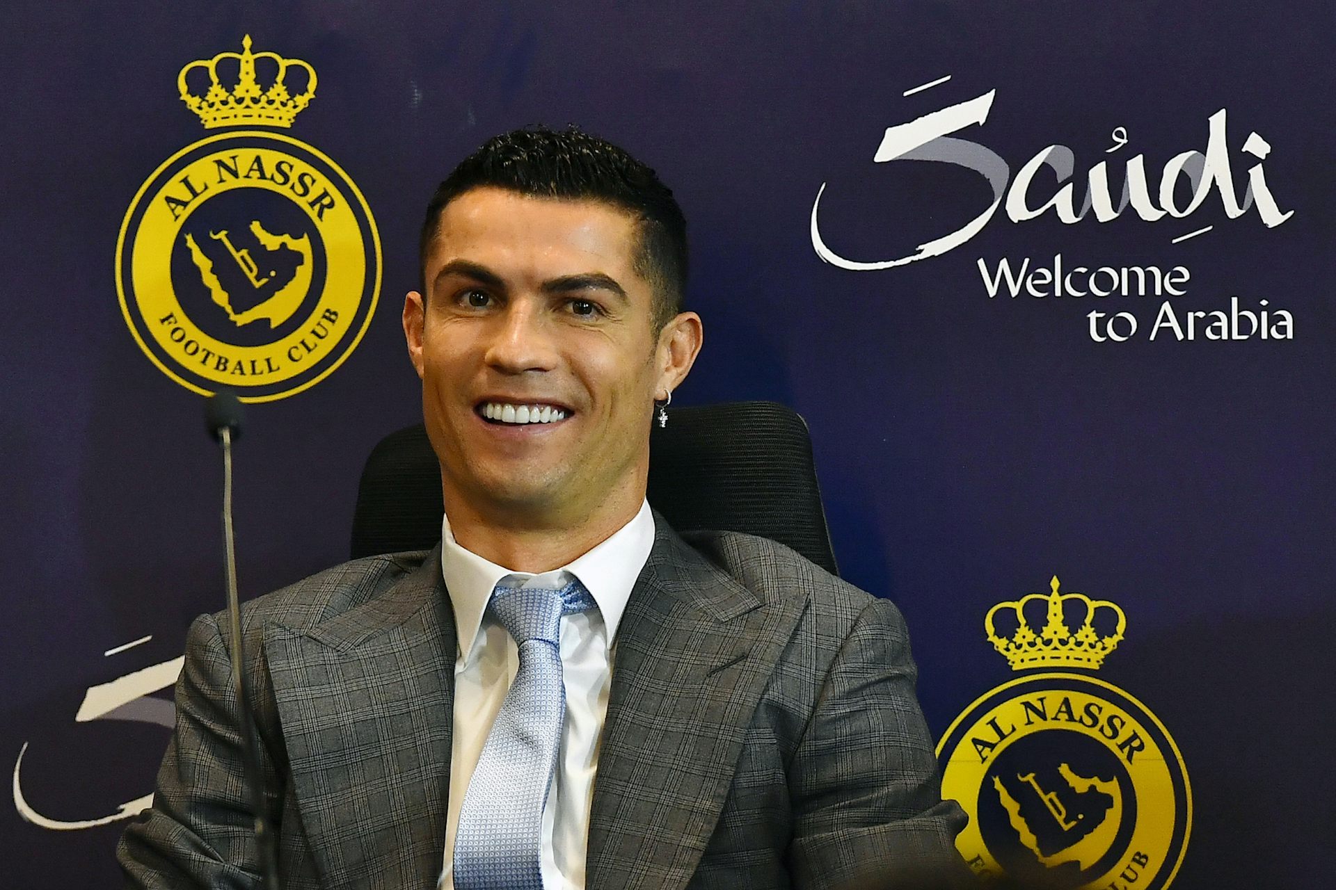 Cristiano Ronaldo at a press conference.