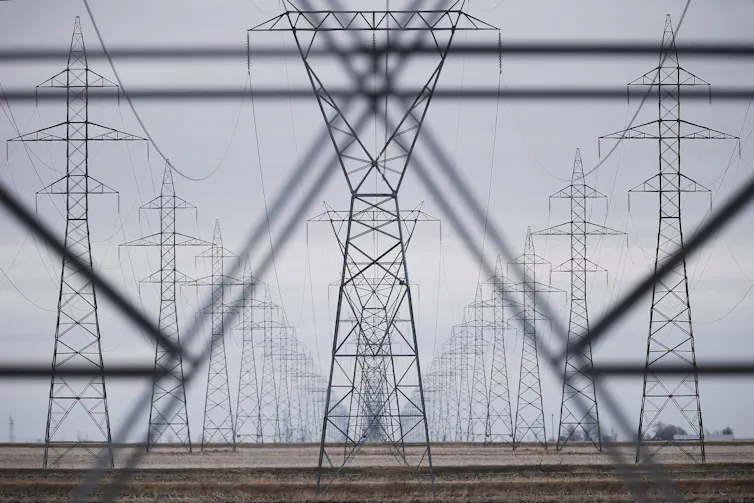 Power lines outside Winnipeg, Man.