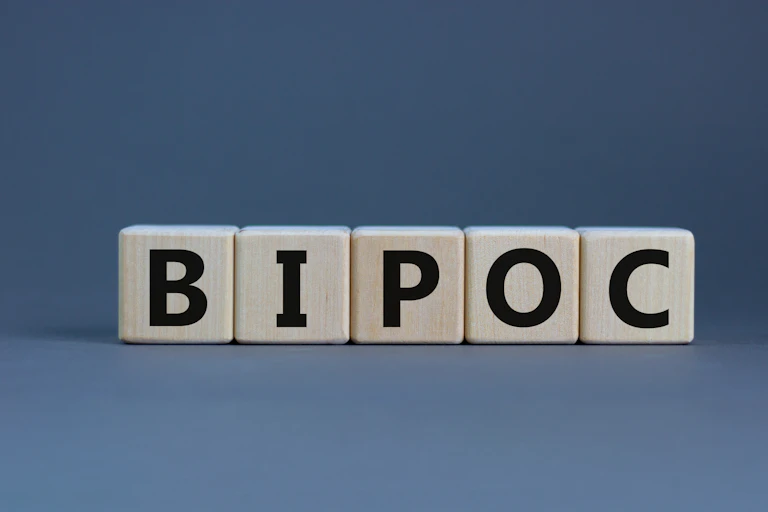 Scrabble letters arranged to spell BIPOC