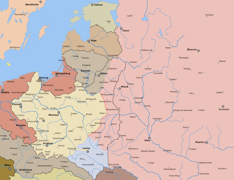 Map showing Polish borders in 1919.