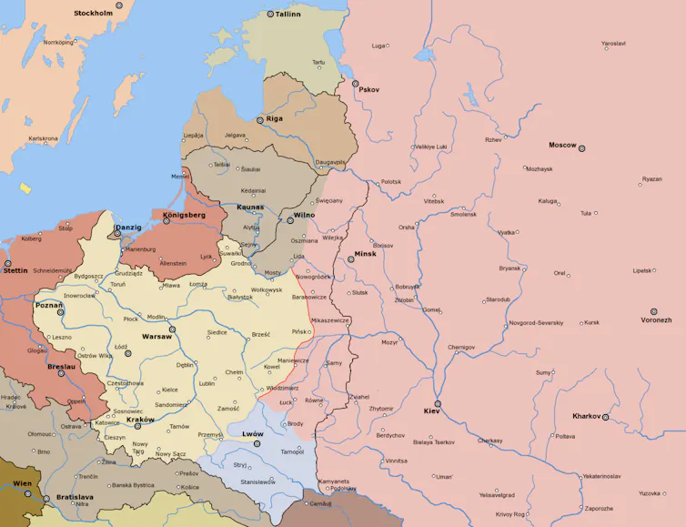 Map showing Polish borders in 1919.