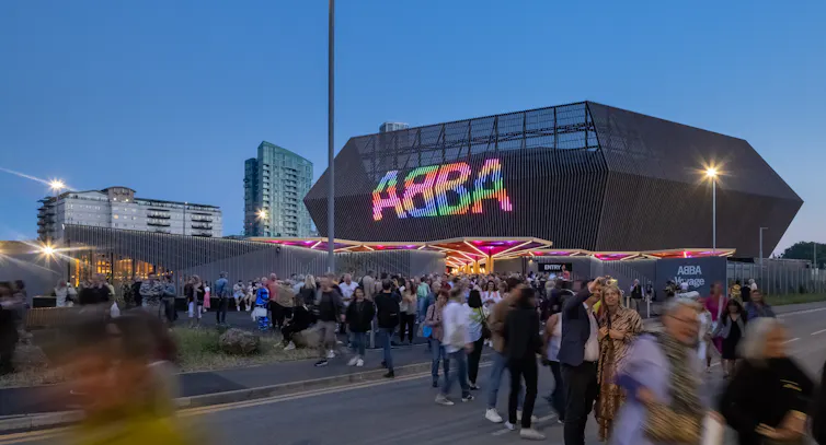 People queue at east London's Abba Arena, also shortlisted for the award.