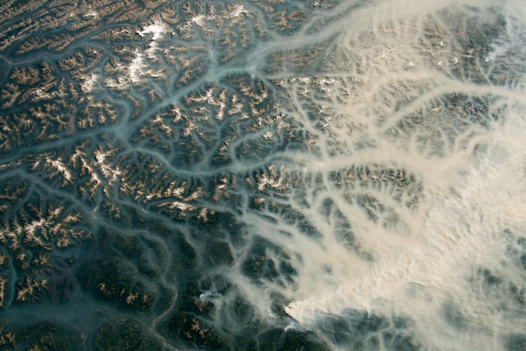 Astronauts aboard the International Space Station captured the detailed photograph, which shows smoke in valleys in British Columbia near the towns of Golden and Revelstoke. Captured on August 16, 2023