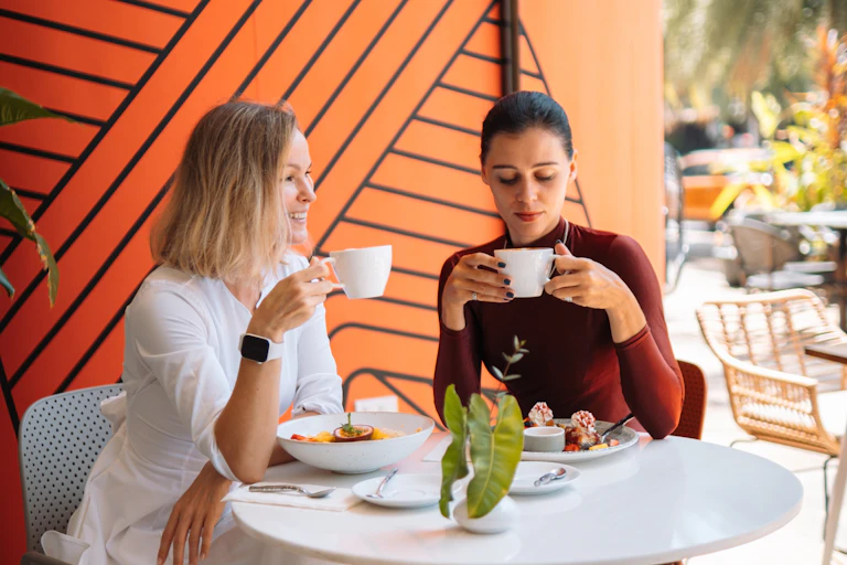 Two women having coffee