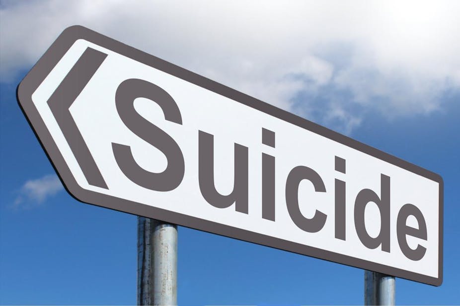 A sign with the word  suicide