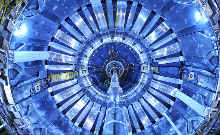 a blue-lit circular device