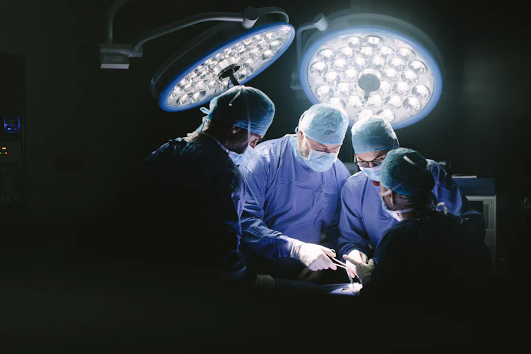 Surgeons at work in an operating theatre