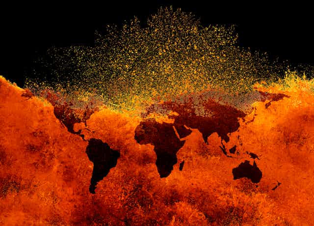 Image of world map with orange background