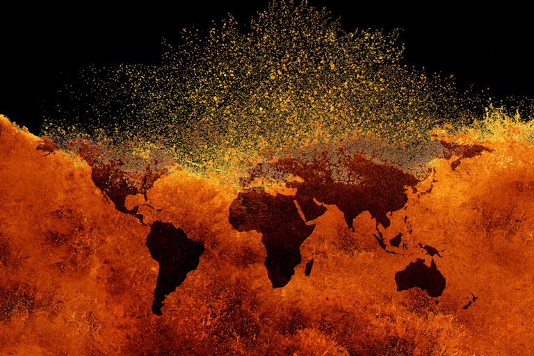 Image of world map with orange background