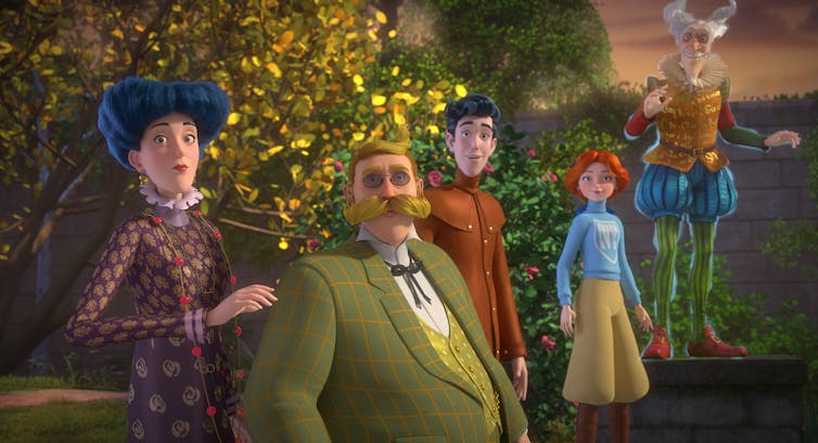 A family of animated figures.