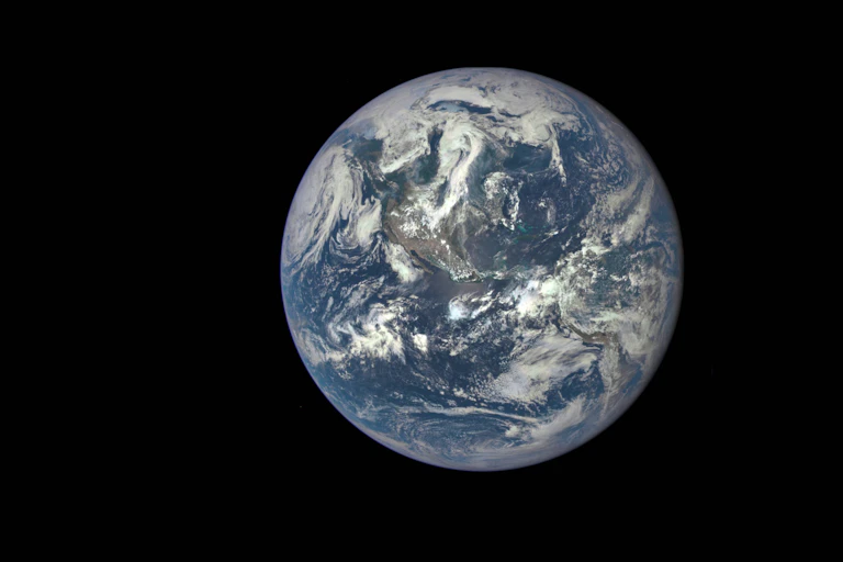A whole Earth visible via satellite on a black background