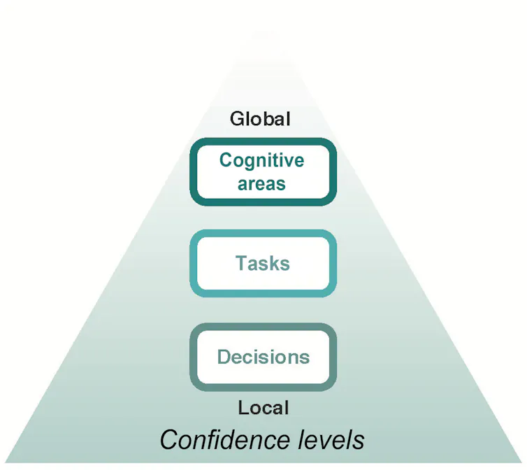 Diagram of hierarchical levels of confidence, from local to global