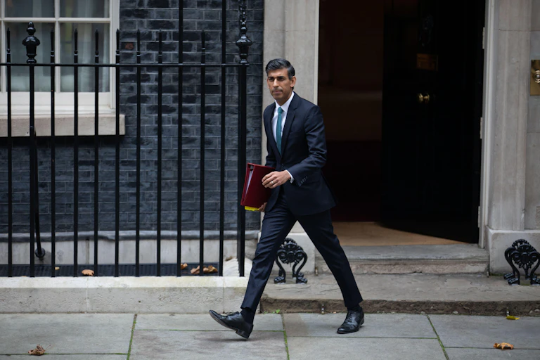 Rishi Sunak departs 10 Downing Street.