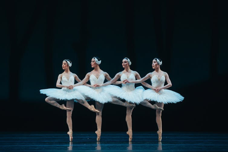 Production image: the dance of the cygnets.