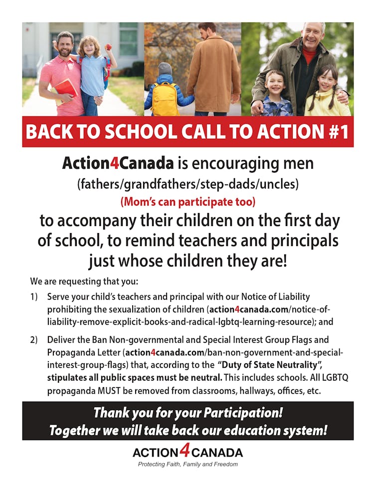 An Action4Canada poster calling for people to march in the name of children's rights