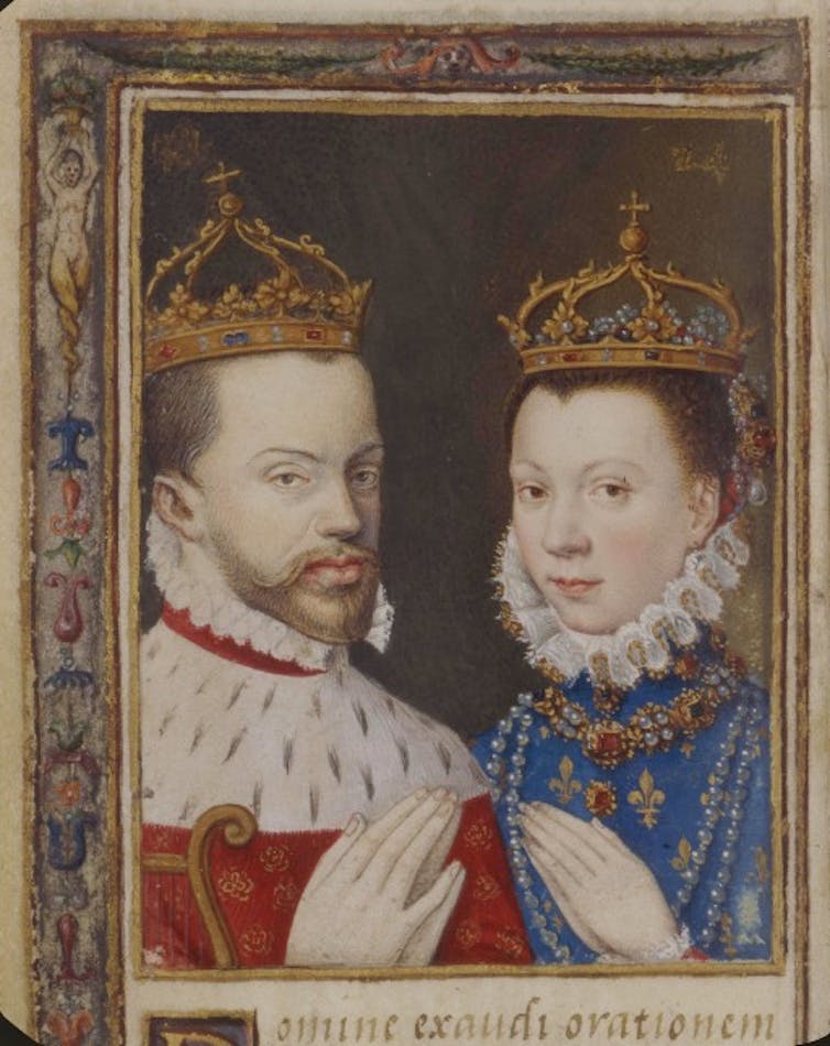 A painting of a woman, Elisabeth, and her husband, Philip.