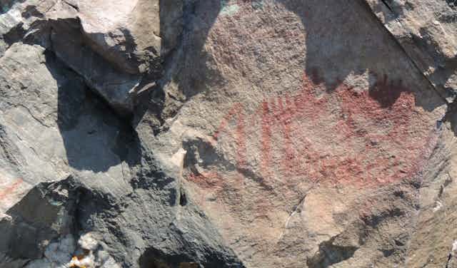 Pictograph images seen on a rock