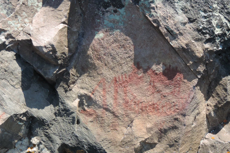 Pictograph images seen on a rock