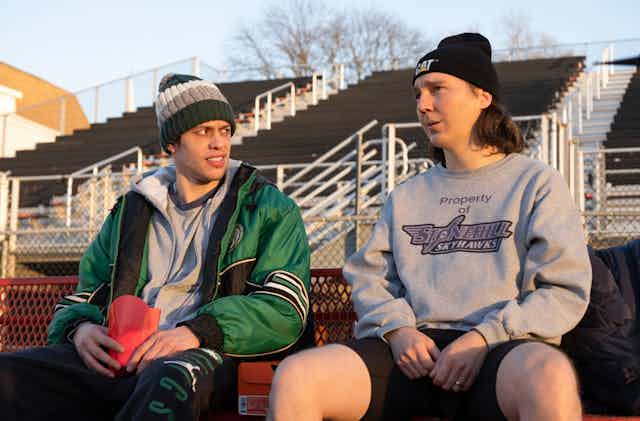 Pete Davidson and Paul Dano in a still from the movie Dumb Money.
