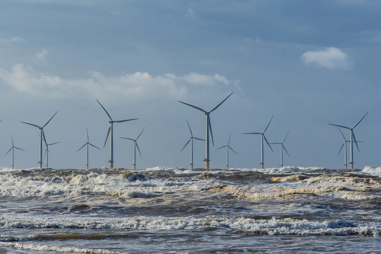 Offshore wind farm off the UK coast.