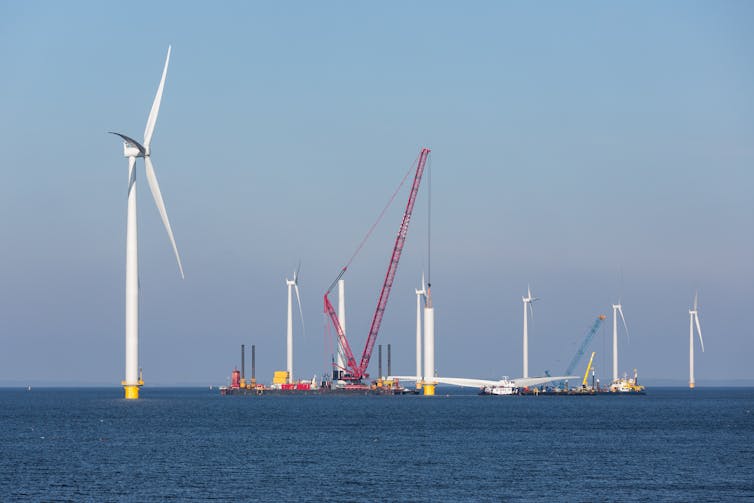 Construction site of a new offshore wind farm.