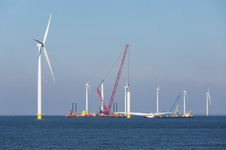 Construction site of a new offshore wind farm.
