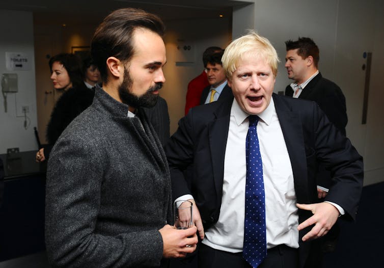 Evgeny Lebedev and Boris Johnson at a drinks reception.