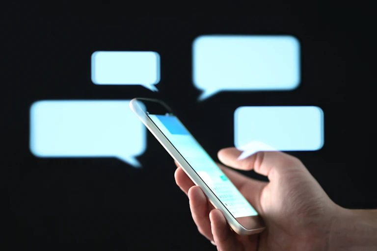 Representation of using a messaging app.