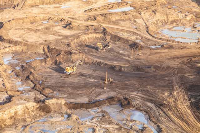 aerial view of oil sands
