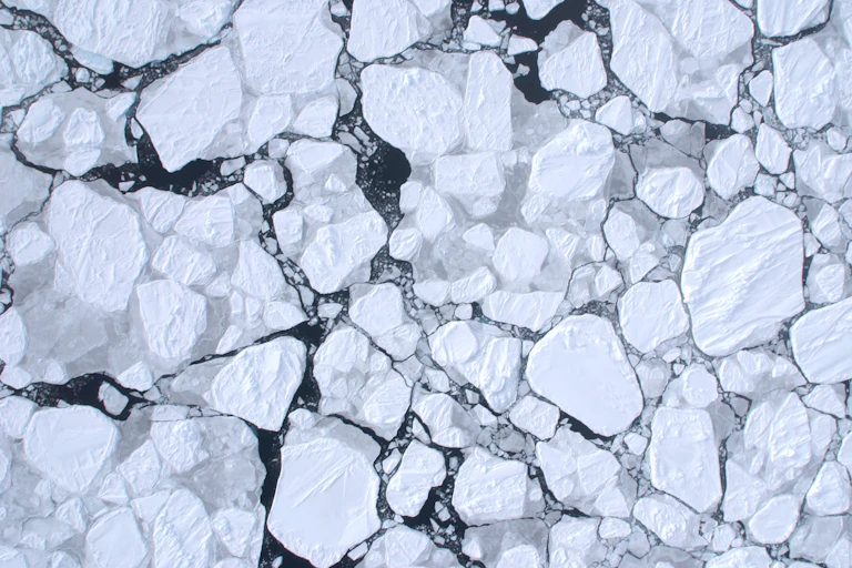 An aerial view of Antarctic sea ice.