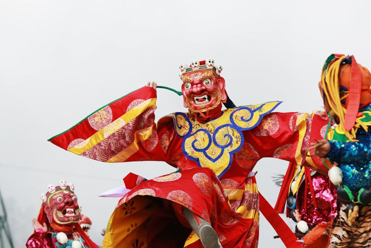 Masked dance of Dochula Tsechu.