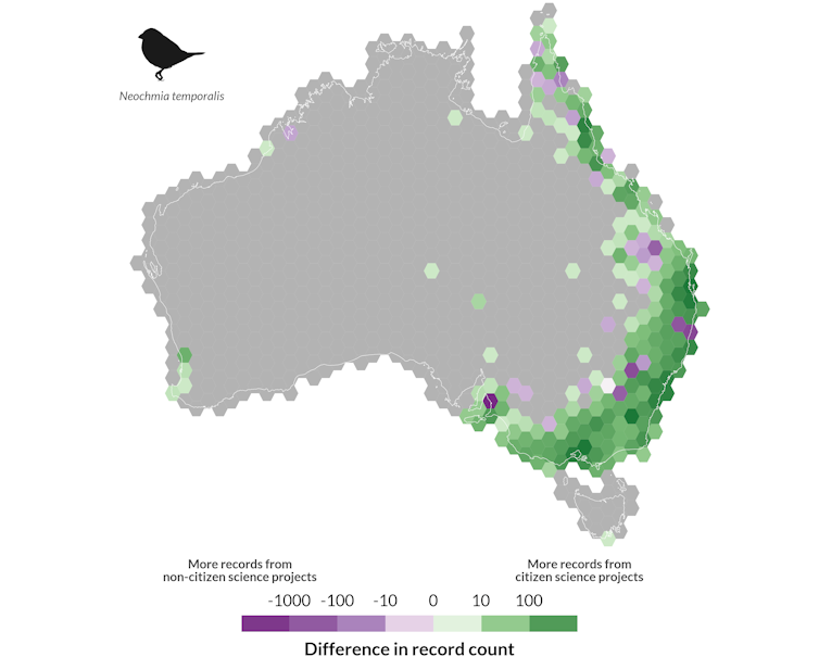 figure showing fire tailed finch locations from citizen science