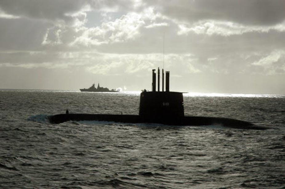 A type 209 submarine at sea. 