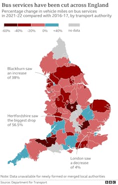 BBC graphic of bus cuts