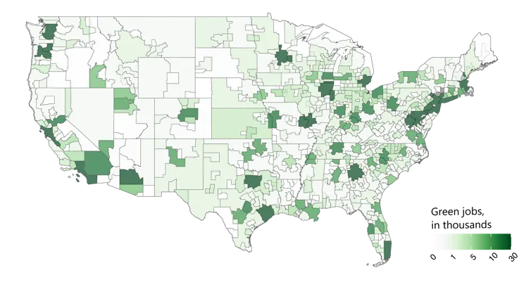 The map shows pockets across the U.S., such as California, the Upper Midwest and the Northeast