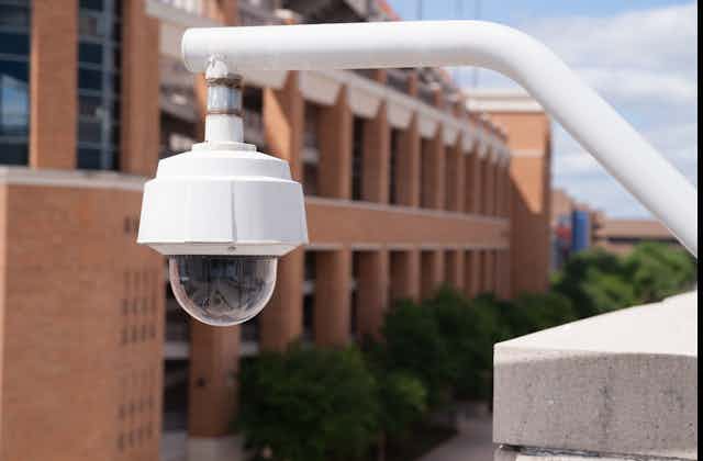a 360-degree security camera on a university campus