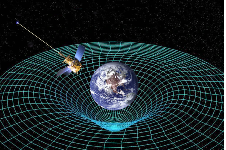 composite illustration of a globe, a satellite and a spherical grid