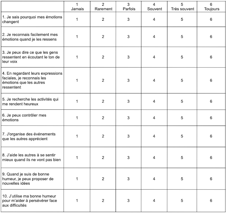grille de questions pour évaluer l’intelligence émotionnelle
