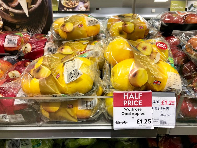 Apples for sale in a Waitrose supermarket.