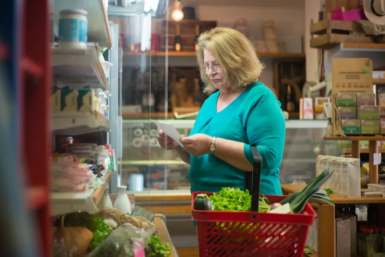 Woman shops for groceries