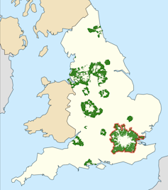 Map of England's greenbelts