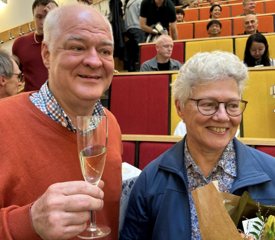 L'Huillier and her husband at the Nobel prize celebration in Lund. 
