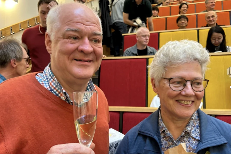 L'Huillier and her husband at the Nobel prize celebration in Lund.