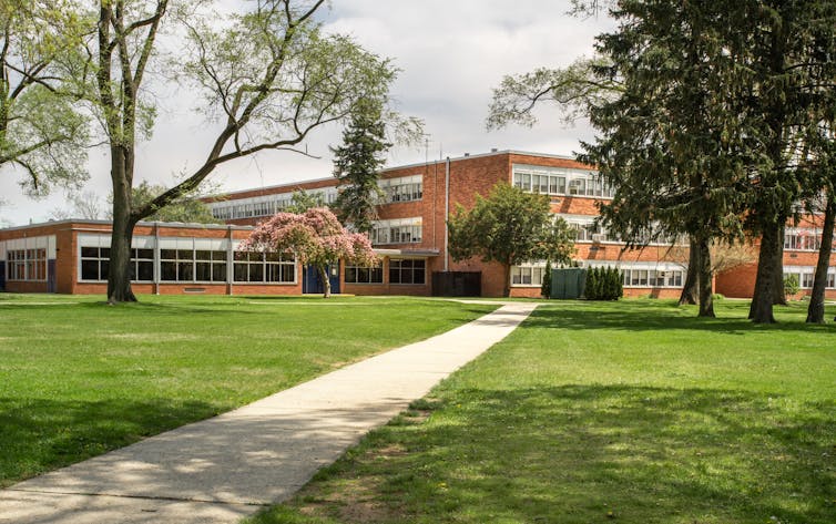 A school building.