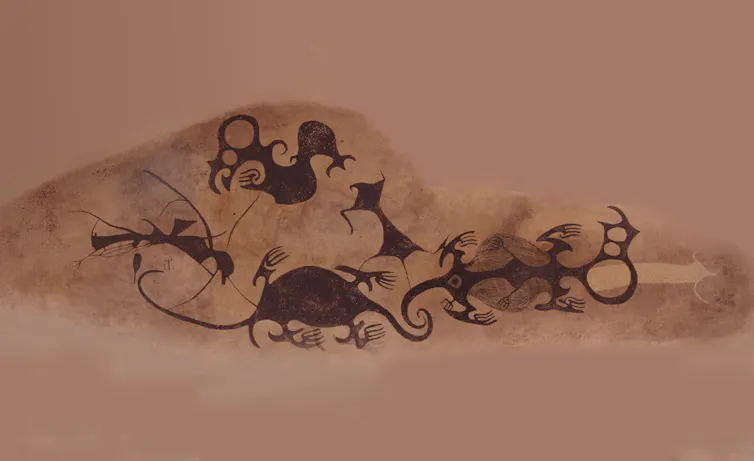 Painting depicting characters in Māori mythology