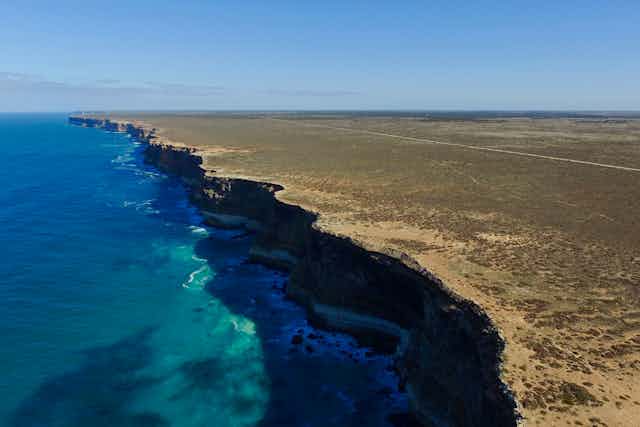 Aerial view of Nullarbor Plain and sea cliffs