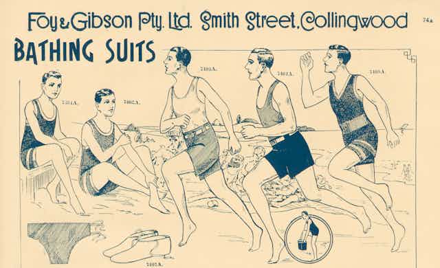 Illustration: men in bathing suits